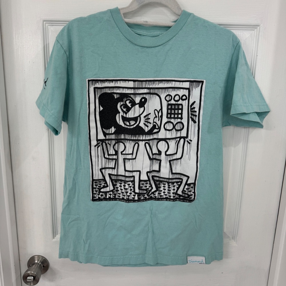Diamond Supply Co x Disney Keith Haring Mickey Mouse T-Shirt Mens Medium Teal